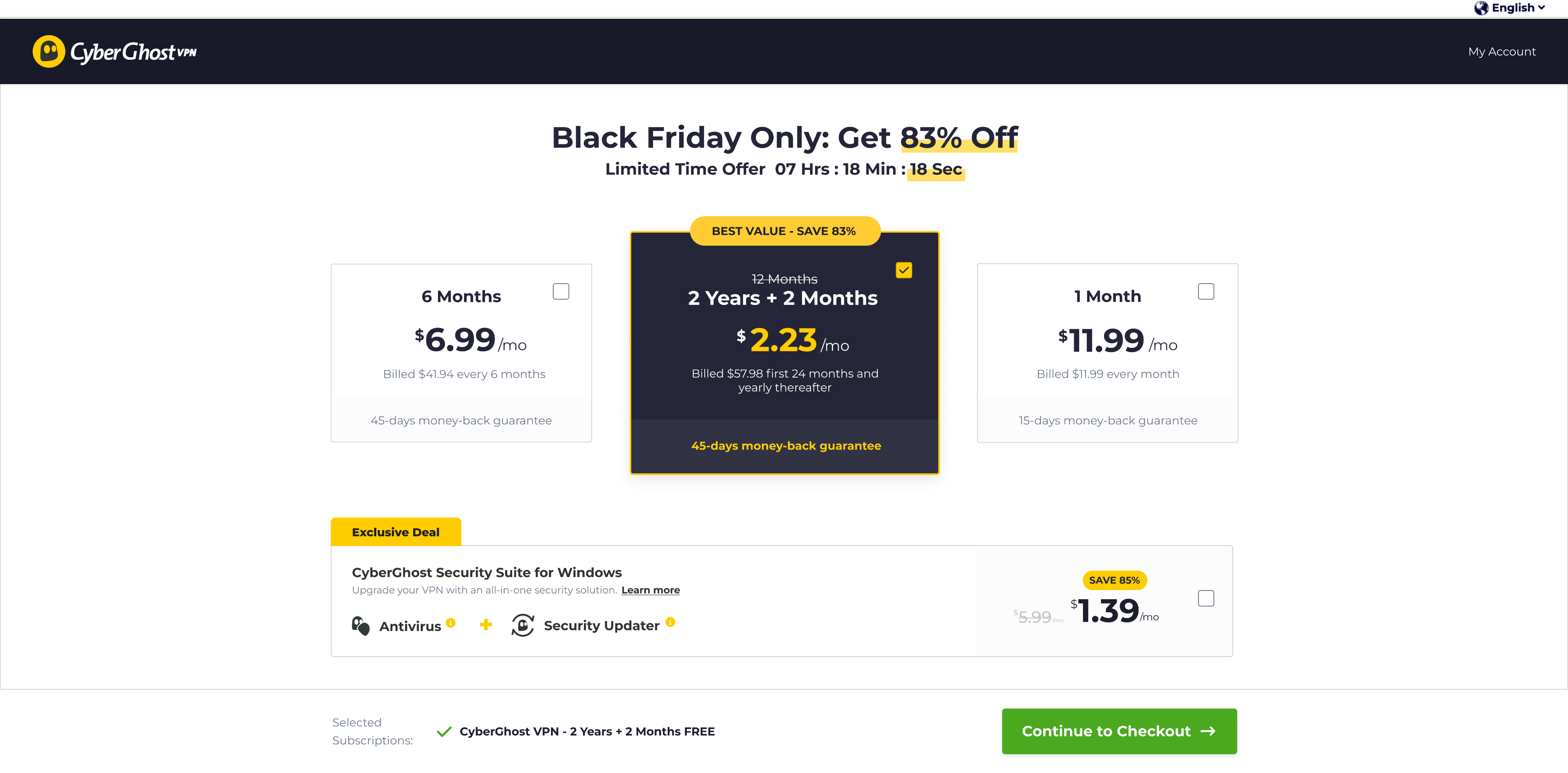 cyberghost pricing page