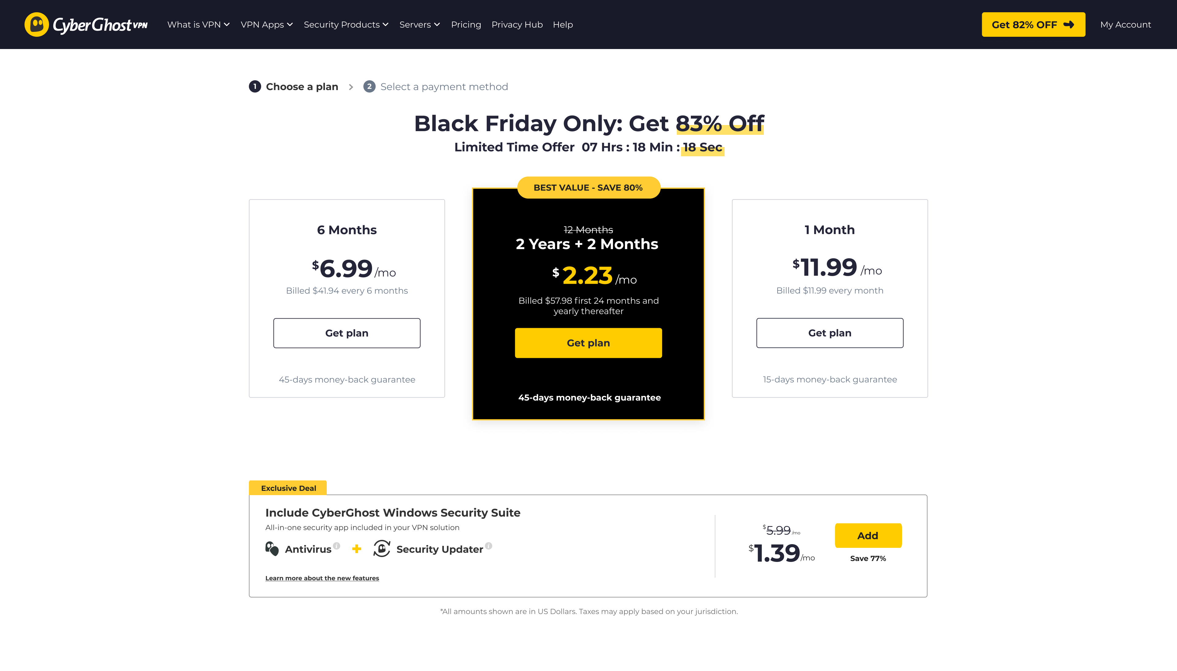 cyberghost pricing page