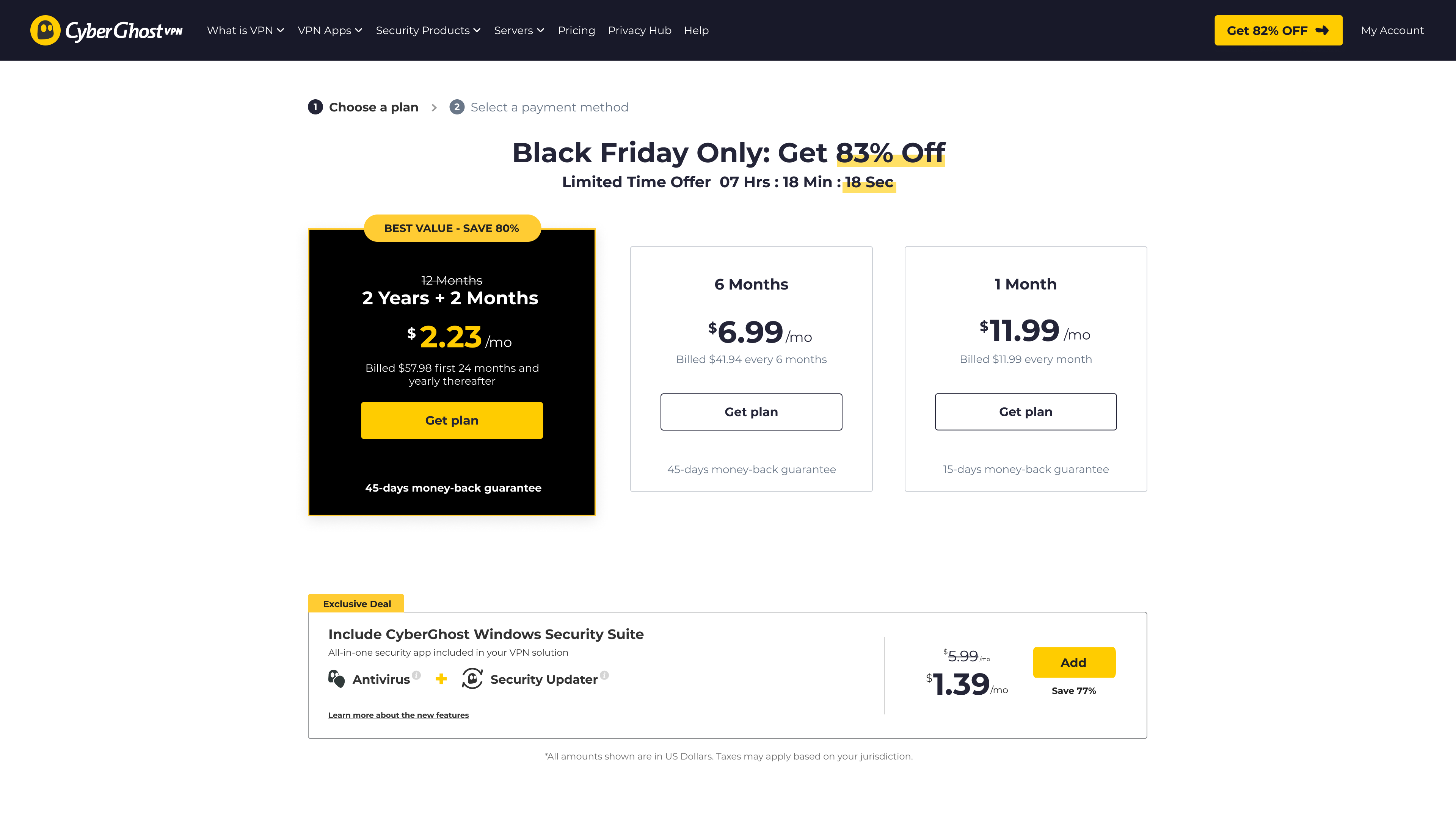 cyberghost pricing page