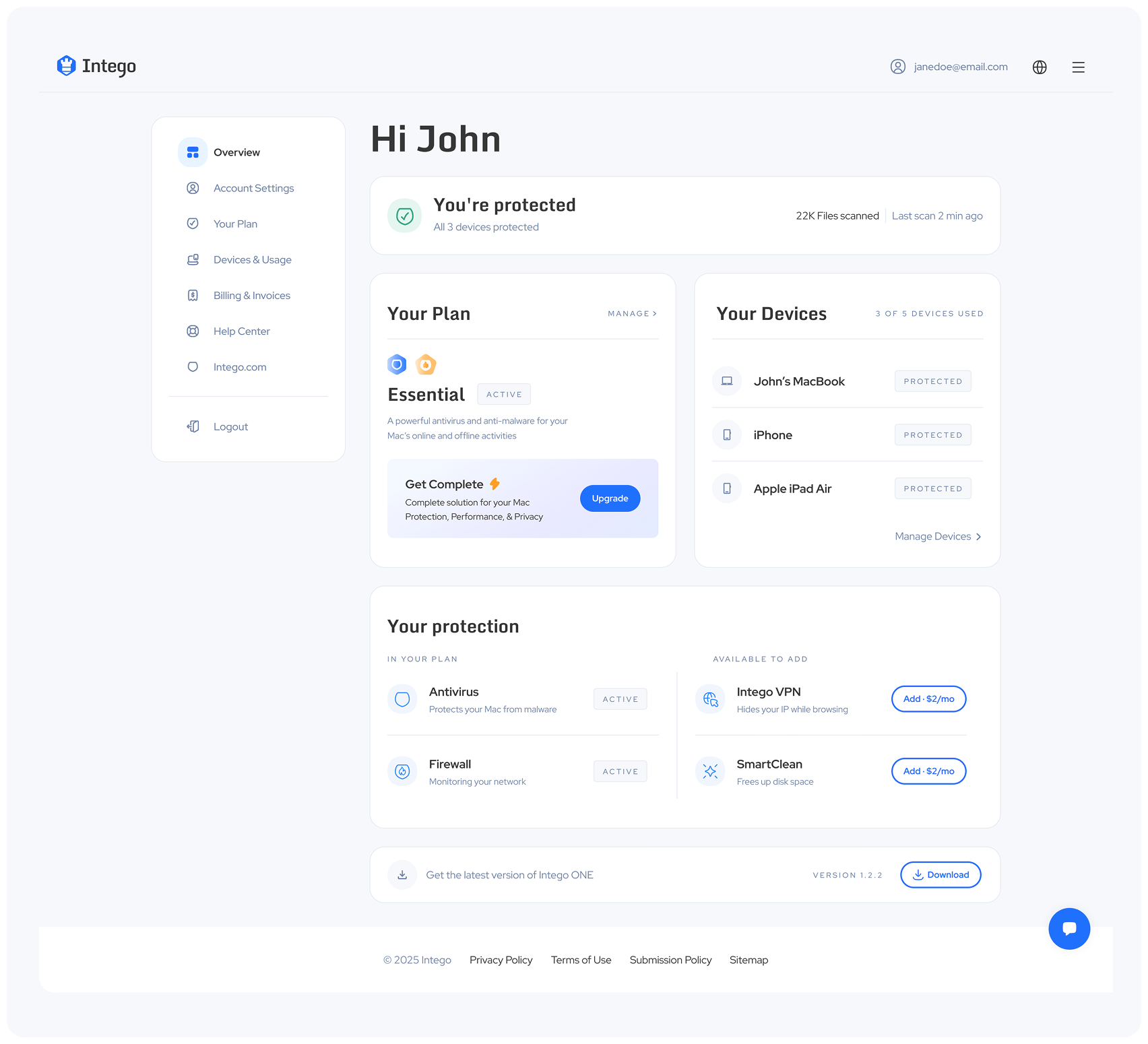 Intego web account