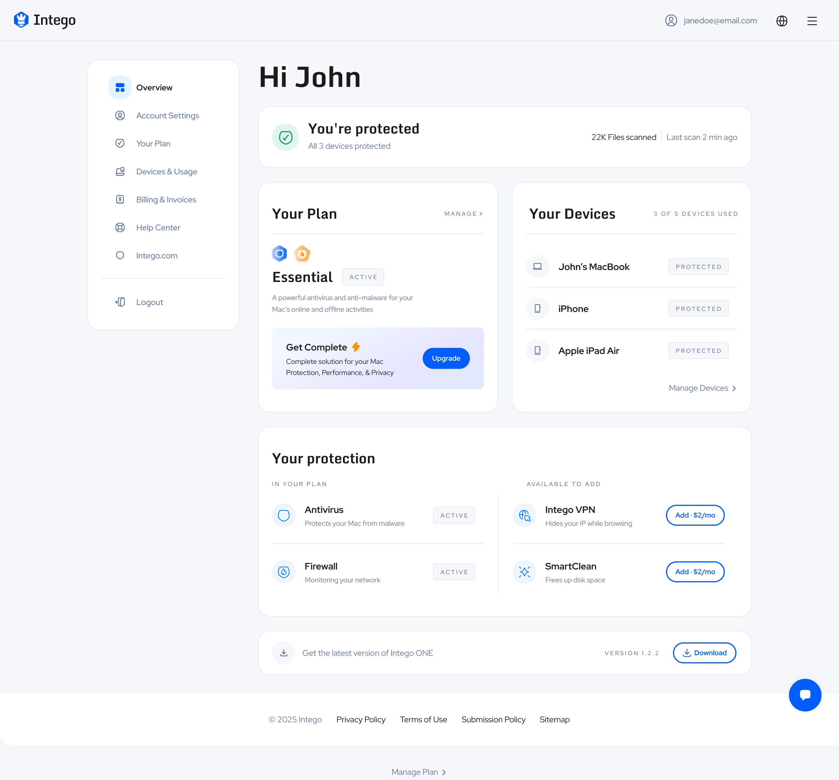 Intego web account